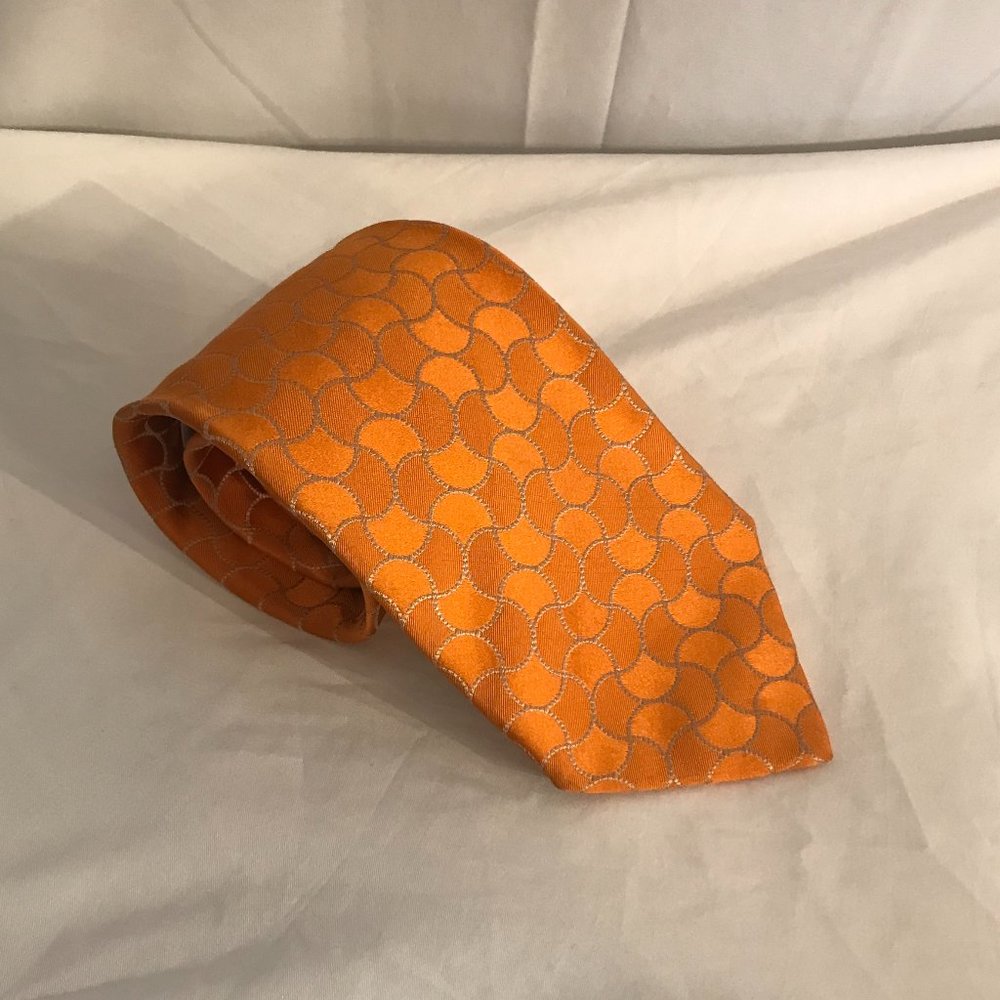 Giorgio Armani Orange/Silver 100% Silk Necktie